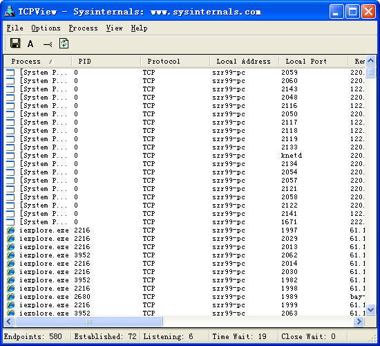 TCPView鿴˿ں̹߳ߣV3.05 ɫѰ