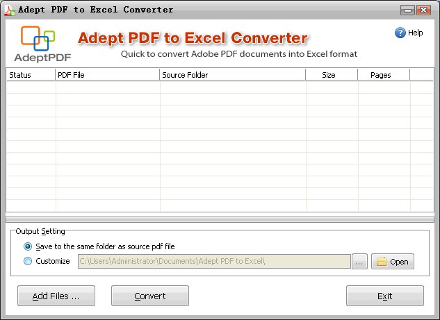 Adept PDF to Excel ConverterV3.50 ɫ