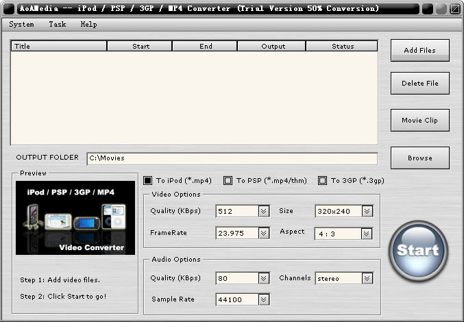 AoA iPod PSP 3GP MP4 Converter(Ƶʽת)V3.0.8 Ӣİװ