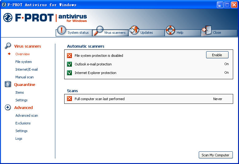 冰岛F-Prot Antivirus(支持在线升级不支持实时监