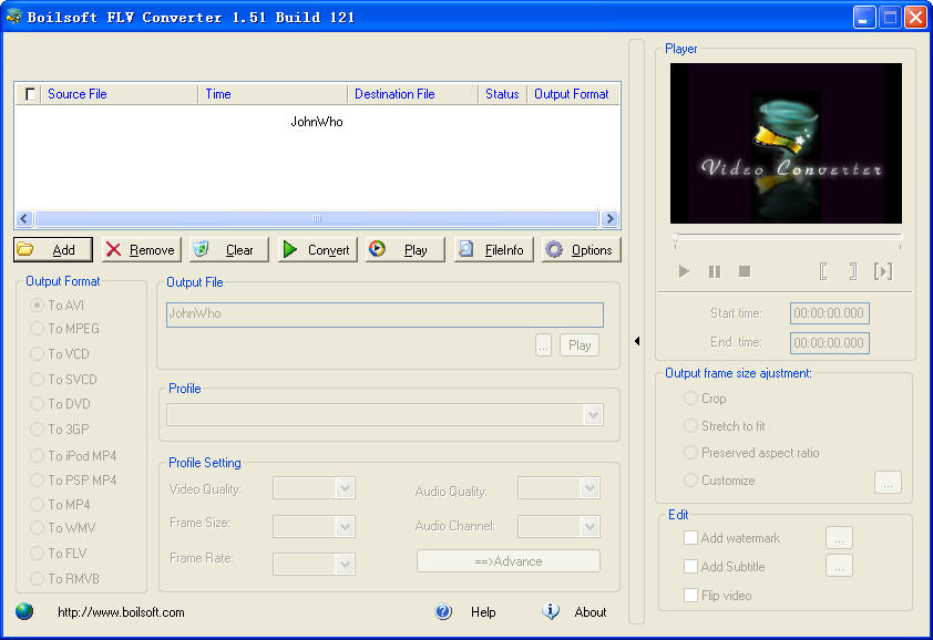 Boilsoft FLV ConverterV1.51 build 121 ٷӢر