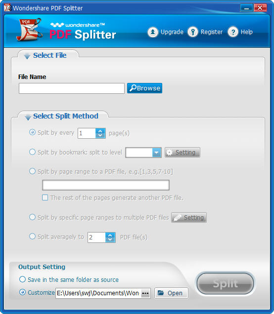 PDFęnָ(Wondershare PDF Splitter)V1.5.0.0 ע(c)